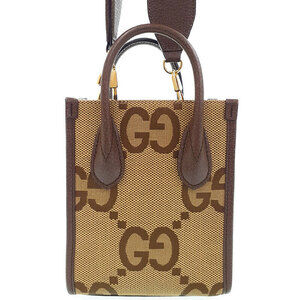 GUCCI Jumbo GG Tote Web Stripe Crossbody Bag Brown